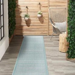 Blue 2 ft. x 7 ft. Contemporary Bohemain Striped Indoor/Outdoor Area Rug by World Rug Gallery -Shaw stor online blue world rug gallery outdoor rugs 5005blue2x7 c3 1000