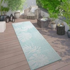Blue 2 ft. x 7 ft. Contemporary Tropical Leaves Flatweave Waterproof Backyard Indoor/Outdoor Area Rug by World Rug Gallery 13 Blue 2 ft. x 7 ft. Contemporary Tropical Leaves Flatweave Waterproof Backyard Indoor/Outdoor Area Rug by World Rug Gallery -Shaw stor online blue world rug gallery outdoor rugs 5007blue2x7 31 1000
