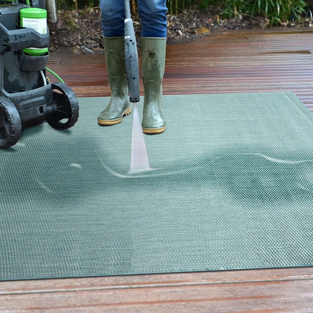 Blue 7 ft. 10 in. x 10 ft. Solid Flatweave Waterproof Backyard Indoor/Outdoor Area Rug by World Rug Gallery 7 Blue 7 ft. 10 in. x 10 ft. Solid Flatweave Waterproof Backyard Indoor/Outdoor Area Rug by World Rug Gallery - Image 7