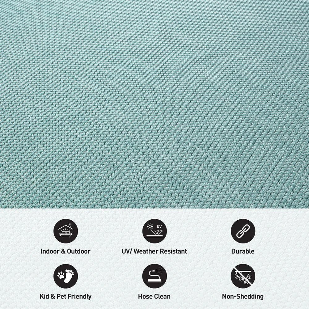 Blue 7 ft. 10 in. x 10 ft. Solid Flatweave Waterproof Backyard Indoor/Outdoor Area Rug by World Rug Gallery 6 Blue 7 ft. 10 in. x 10 ft. Solid Flatweave Waterproof Backyard Indoor/Outdoor Area Rug by World Rug Gallery - Image 6