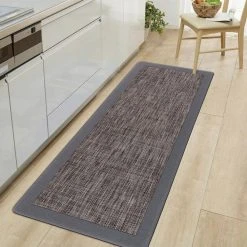 Border Textline Brown 18 in. x 47 in. Anti-Fatigue Standing Mat by World Rug Gallery -Shaw stor online brown world rug gallery kitchen mats 1038brown18x47 31 1000