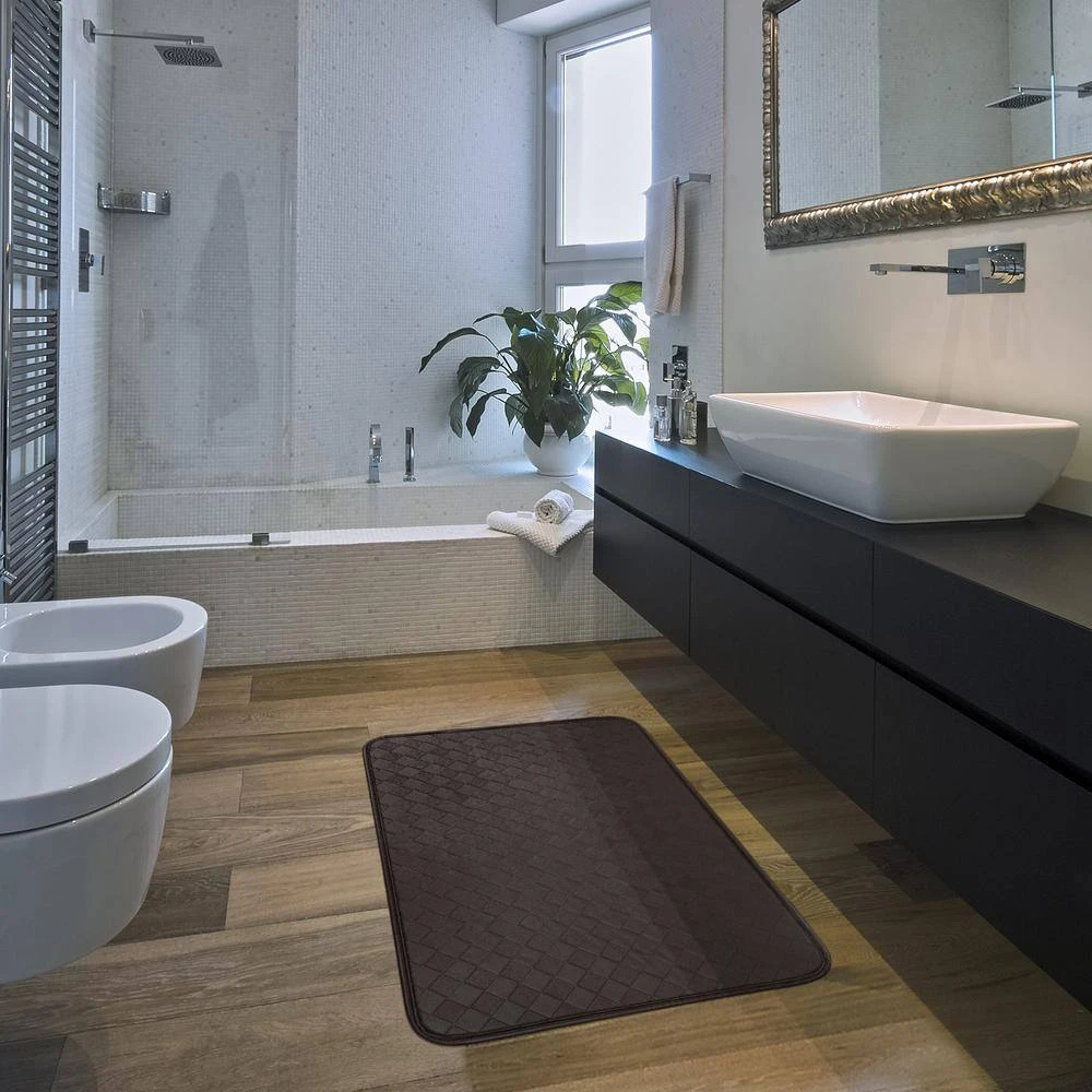 Checkered Boxes 20 in. X 30 in. Brown Anti-Fatigue Mat by World Rug Gallery 4 Checkered Boxes 20 in. X 30 in. Brown Anti-Fatigue Mat by World Rug Gallery - Image 4