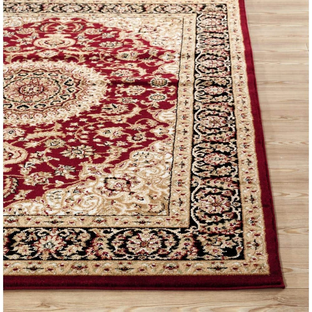 Traditional Medallion Burgundy 5 ft. 3 in. x 7 ft. 3 in. Indoor Area Rug by World Rug Gallery 2 Traditional Medallion Burgundy 5 ft. 3 in. x 7 ft. 3 in. Indoor Area Rug by World Rug Gallery - Image 2