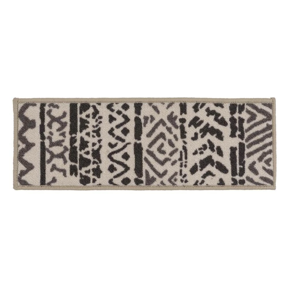 Bohemian Design Geometric Non-Slip Stair Treads 8.6" x 26" Cream (Set of 13) by World Rug Gallery 1 Bohemian Design Geometric Non-Slip Stair Treads 8.6" x 26" Cream (Set of 13) by World Rug Gallery