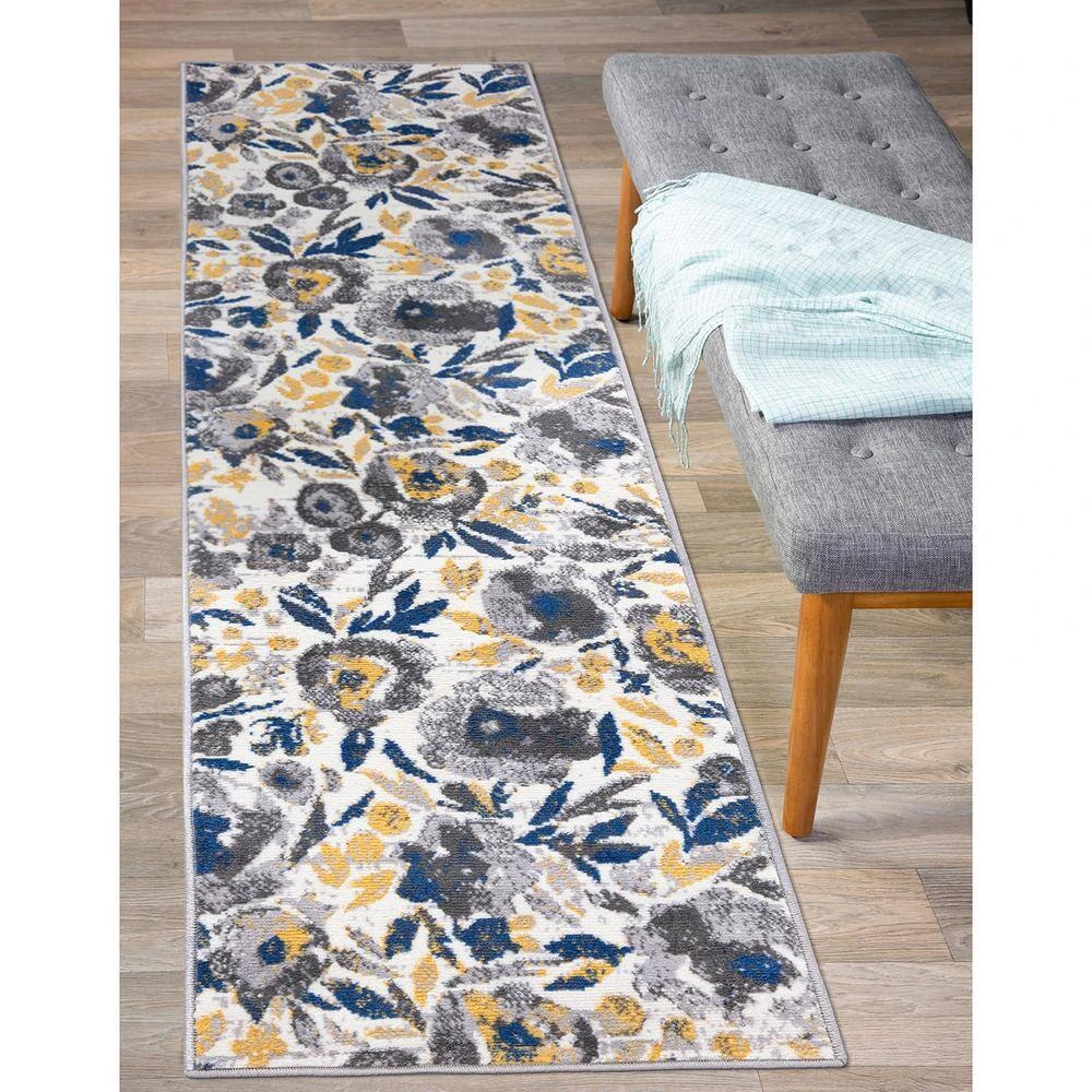 Cream 2 ft. x 7 ft. Vintage Modern Floral Runner Rug by World Rug Gallery 7 Cream 2 ft. x 7 ft. Vintage Modern Floral Runner Rug by World Rug Gallery - Image 7