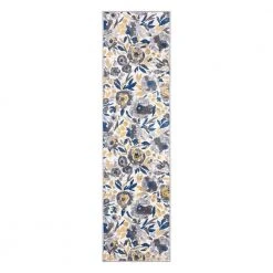 Cream 2 ft. x 7 ft. Vintage Modern Floral Runner Rug by World Rug Gallery