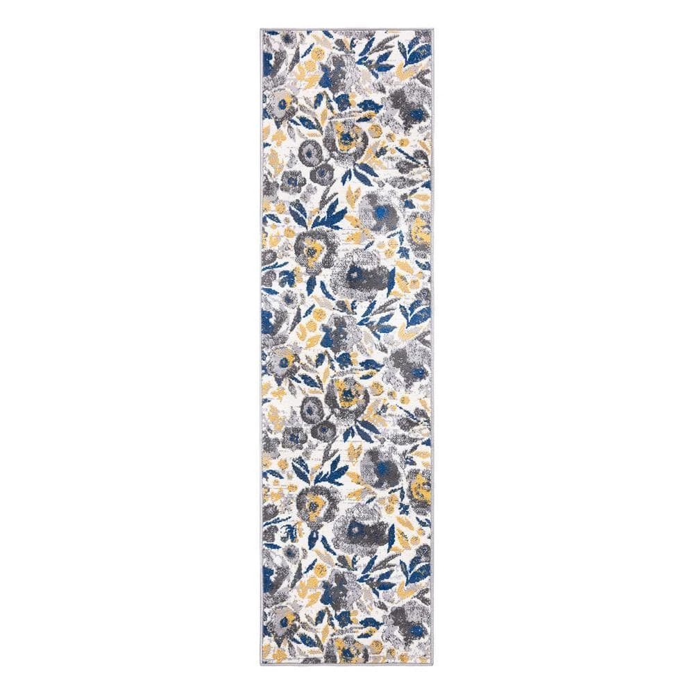 Cream 2 ft. x 7 ft. Vintage Modern Floral Runner Rug by World Rug Gallery 1 Cream 2 ft. x 7 ft. Vintage Modern Floral Runner Rug by World Rug Gallery