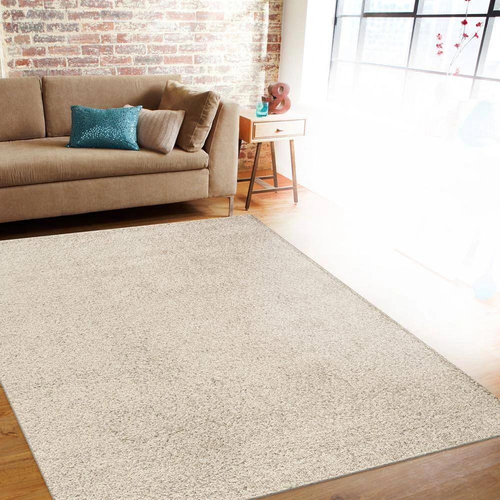 Soft Solid Cozy Shag Cream 3 ft. 3 in. x 5 ft. Indoor Area Rug by World Rug Gallery 4 Soft Solid Cozy Shag Cream 3 ft. 3 in. x 5 ft. Indoor Area Rug by World Rug Gallery - Image 4