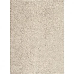 Soft Solid Cozy Shag Cream 3 ft. 3 in. x 5 ft. Indoor Area Rug by World Rug Gallery