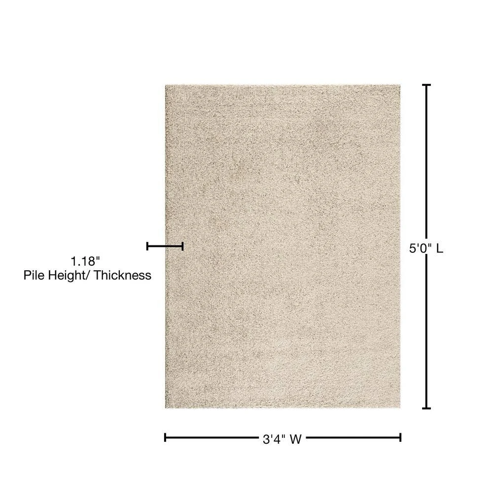 Soft Solid Cozy Shag Cream 3 ft. 3 in. x 5 ft. Indoor Area Rug by World Rug Gallery 3 Soft Solid Cozy Shag Cream 3 ft. 3 in. x 5 ft. Indoor Area Rug by World Rug Gallery - Image 3