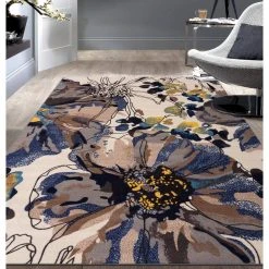 Contemporary Bright Flowers Non-Slip (Non-Skid) Cream 5 ft. 3 in. x 7 ft. 3 in. Indoor Area Rug by World Rug Gallery 7 Contemporary Bright Flowers Non-Slip (Non-Skid) Cream 5 ft. 3 in. x 7 ft. 3 in. Indoor Area Rug by World Rug Gallery -Shaw stor online cream world rug gallery area rugs 503cream5x8 31 1000