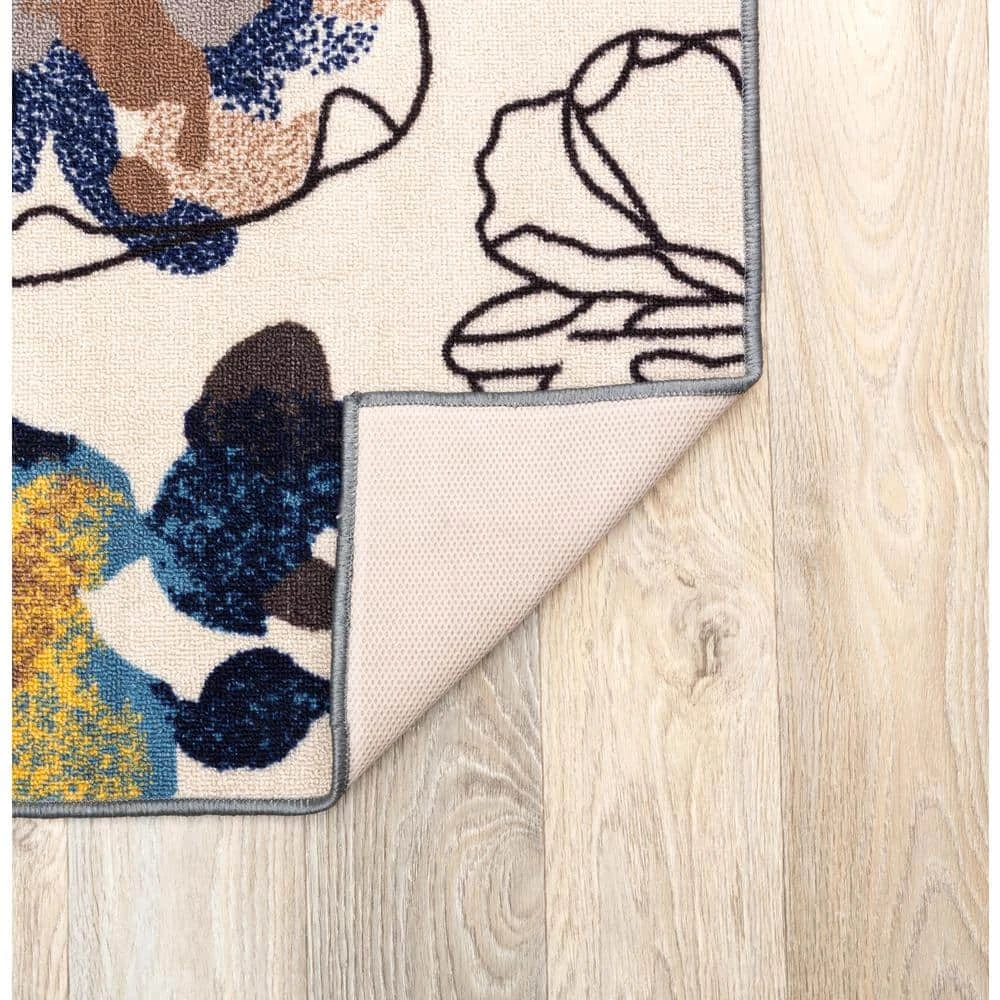 Contemporary Bright Flowers Non-Slip (Non-Skid) Cream 5 ft. 3 in. x 7 ft. 3 in. Indoor Area Rug by World Rug Gallery 2 Contemporary Bright Flowers Non-Slip (Non-Skid) Cream 5 ft. 3 in. x 7 ft. 3 in. Indoor Area Rug by World Rug Gallery - Image 2