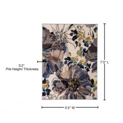 Contemporary Bright Flowers Non-Slip (Non-Skid) Cream 5 ft. 3 in. x 7 ft. 3 in. Indoor Area Rug by World Rug Gallery 6 Contemporary Bright Flowers Non-Slip (Non-Skid) Cream 5 ft. 3 in. x 7 ft. 3 in. Indoor Area Rug by World Rug Gallery -Shaw stor online cream world rug gallery area rugs 503cream5x8 76 1000
