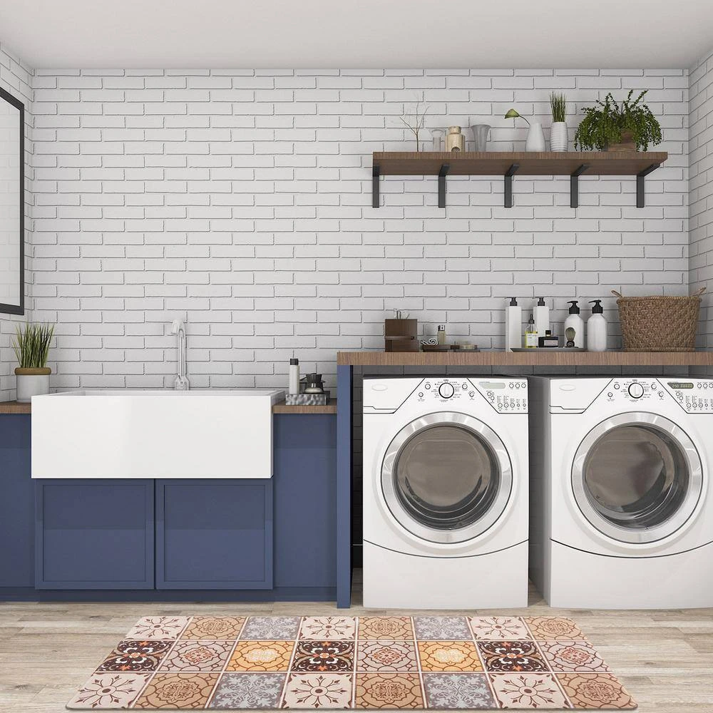 Tile Cream 18 in. x 47 in. Anti-Fatigue Standing Mat by World Rug Gallery 4 Tile Cream 18 in. x 47 in. Anti-Fatigue Standing Mat by World Rug Gallery - Image 4