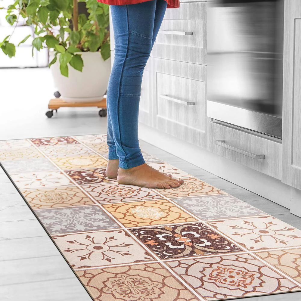 Tile Cream 18 in. x 47 in. Anti-Fatigue Standing Mat by World Rug Gallery 3 Tile Cream 18 in. x 47 in. Anti-Fatigue Standing Mat by World Rug Gallery - Image 3