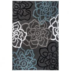 Contemporary Floral Dark Gray 7 ft. 10 in. x 10 ft. 2 in. Indoor Area Rug by World Rug Gallery