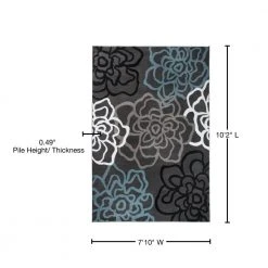 Contemporary Floral Dark Gray 7 ft. 10 in. x 10 ft. 2 in. Indoor Area Rug by World Rug Gallery -Shaw stor online dark gray world rug gallery area rugs 108d gray8x10 76 1000