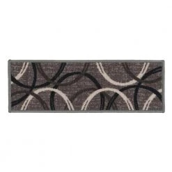 Moden Wavy Circles Non-Slip Stair Treads 8.6" x 26" Gray (Set of 13) by World Rug Gallery