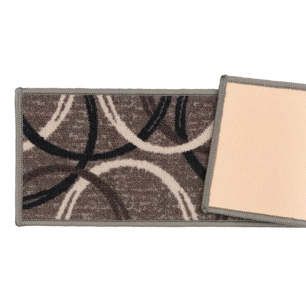 Moden Wavy Circles Non-Slip Stair Treads 8.6" x 26" Gray (Set of 13) by World Rug Gallery 2 Moden Wavy Circles Non-Slip Stair Treads 8.6" x 26" Gray (Set of 13) by World Rug Gallery - Image 2