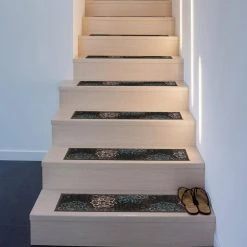 Contemporary Modern Floral Flowers Non-Slip Stair Treads 8.6" x 26" Gray (Set of 4) by World Rug Gallery 5 Contemporary Modern Floral Flowers Non-Slip Stair Treads 8.6" x 26" Gray (Set of 4) by World Rug Gallery -Shaw stor online gray 4 set world rug gallery stair tread covers 70020gray4pk 31 1000