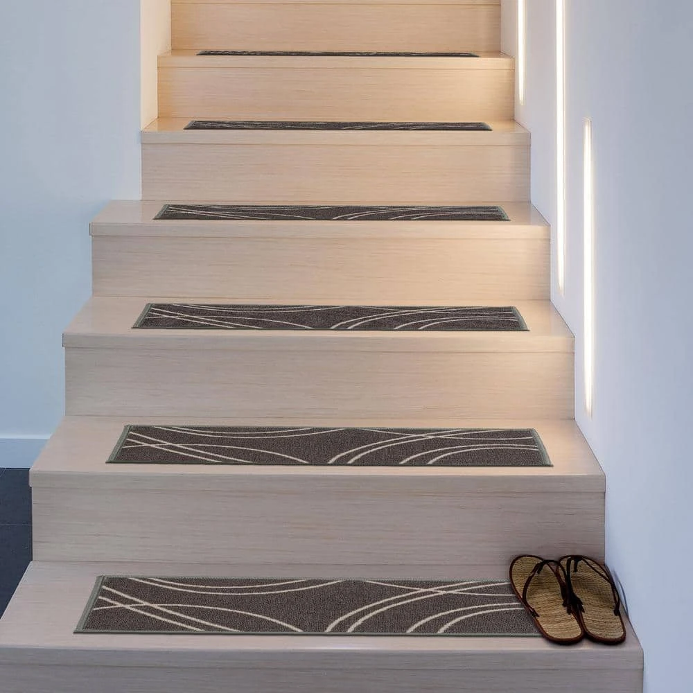 Contemporary Stripe Non-Slip Stair Treads 8.6" x 26" Gray (Set of 4) by World Rug Gallery 3 Contemporary Stripe Non-Slip Stair Treads 8.6" x 26" Gray (Set of 4) by World Rug Gallery - Image 3