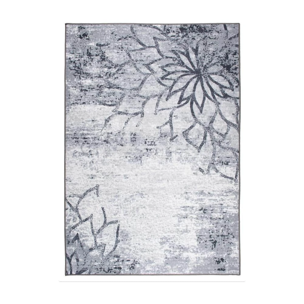Gray 7 ft. 10 in. x 10 ft. Contemporary Floral Abstract Non Slip Area Rug by World Rug Gallery 1 Gray 7 ft. 10 in. x 10 ft. Contemporary Floral Abstract Non Slip Area Rug by World Rug Gallery