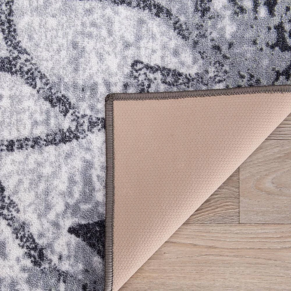 Gray 7 ft. 10 in. x 10 ft. Contemporary Floral Abstract Non Slip Area Rug by World Rug Gallery 3 Gray 7 ft. 10 in. x 10 ft. Contemporary Floral Abstract Non Slip Area Rug by World Rug Gallery - Image 3