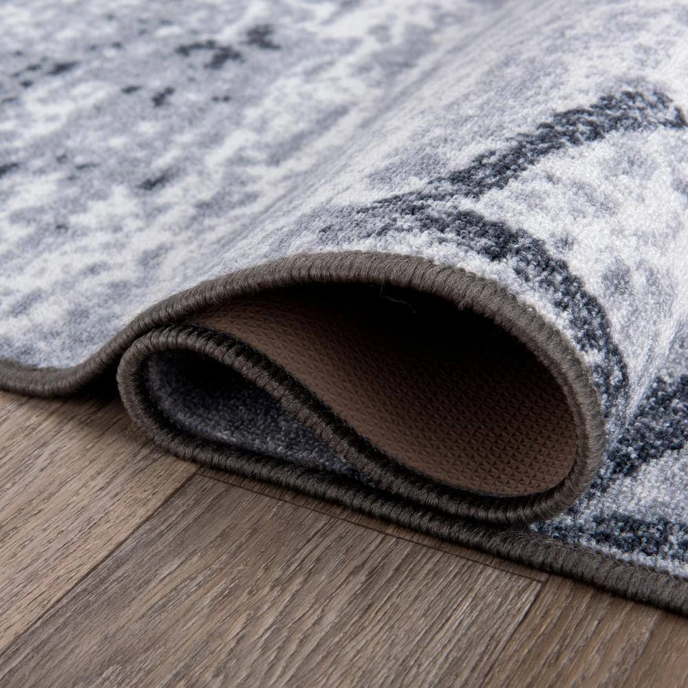 Gray 7 ft. 10 in. x 10 ft. Contemporary Floral Abstract Non Slip Area Rug by World Rug Gallery 4 Gray 7 ft. 10 in. x 10 ft. Contemporary Floral Abstract Non Slip Area Rug by World Rug Gallery - Image 4