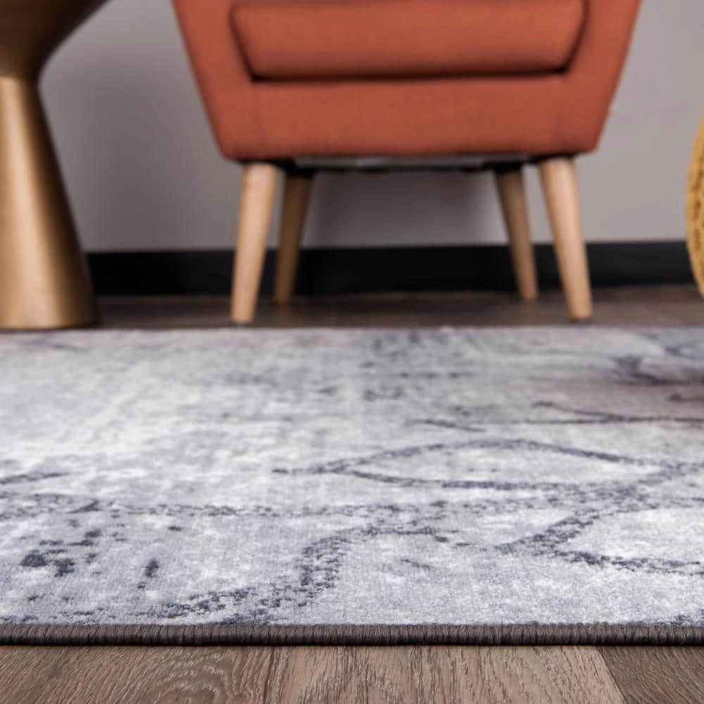 Gray 7 ft. 10 in. x 10 ft. Contemporary Floral Abstract Non Slip Area Rug by World Rug Gallery 2 Gray 7 ft. 10 in. x 10 ft. Contemporary Floral Abstract Non Slip Area Rug by World Rug Gallery - Image 2