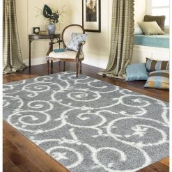 Cozy Soft Floral Shag Light Gray 5 ft. 3 in. x 7 ft. 3 in. Indoor Area Rug by World Rug Gallery -Shaw stor online gray world rug gallery area rugs 2323l gry5x8 31 1000