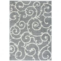 Cozy Soft Floral Shag Light Gray 5 ft. 3 in. x 7 ft. 3 in. Indoor Area Rug by World Rug Gallery