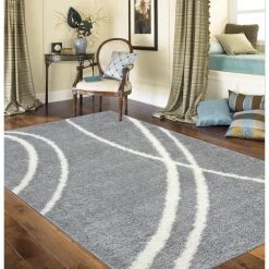 Soft Contemporary Stripe Cozy Shag Light Gray 7 ft. 10 in. x 10 ft. Indoor Area Rug by World Rug Gallery -Shaw stor online gray world rug gallery area rugs 2727l gry8x10 31 1000