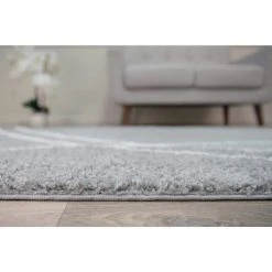 Soft Contemporary Stripe Cozy Shag Light Gray 7 ft. 10 in. x 10 ft. Indoor Area Rug by World Rug Gallery -Shaw stor online gray world rug gallery area rugs 2727l gry8x10 c3 1000