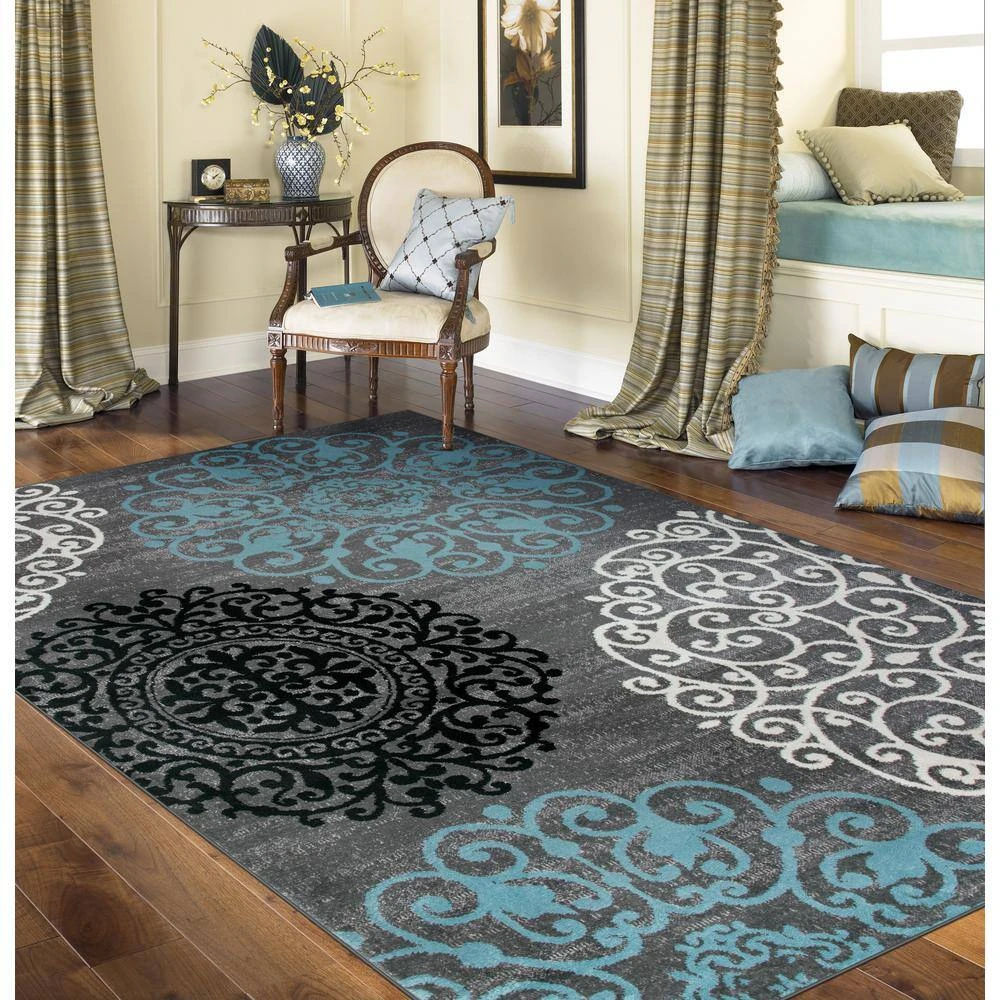 Contemporary Gray 9 ft. x 12 ft. Floral Indoor Area Rug by World Rug Gallery 6 Contemporary Gray 9 ft. x 12 ft. Floral Indoor Area Rug by World Rug Gallery - Image 6