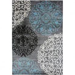 Contemporary Gray 9 ft. x 12 ft. Floral Indoor Area Rug by World Rug Gallery