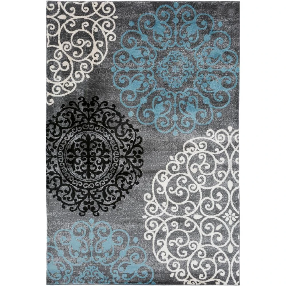 Contemporary Gray 9 ft. x 12 ft. Floral Indoor Area Rug by World Rug Gallery 1 Contemporary Gray 9 ft. x 12 ft. Floral Indoor Area Rug by World Rug Gallery