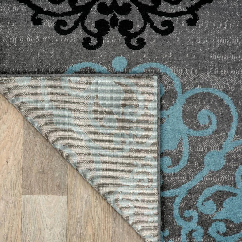 Contemporary Gray 9 ft. x 12 ft. Floral Indoor Area Rug by World Rug Gallery 2 Contemporary Gray 9 ft. x 12 ft. Floral Indoor Area Rug by World Rug Gallery - Image 2