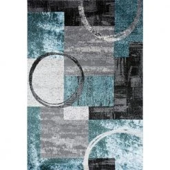 Contemporary Abstract Circle Blue/Gray 10 ft. x 14 ft. Area Rug by World Rug Gallery
