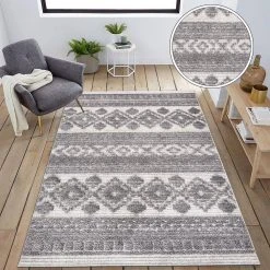 Southwestern Tribal Geometric High-Low Gray 5 ft. x 7 ft. Area Rug by World Rug Gallery 12 Southwestern Tribal Geometric High-Low Gray 5 ft. x 7 ft. Area Rug by World Rug Gallery -Shaw stor online gray world rug gallery area rugs 4022gray5x7 c3 1000