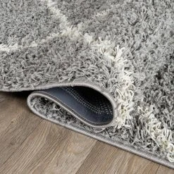 Gray 2 ft. x 7 ft. Modern Trellis Cozy Plush Shag Runner Rug by World Rug Gallery -Shaw stor online gray world rug gallery area rugs 481gray2x7 c3 1000