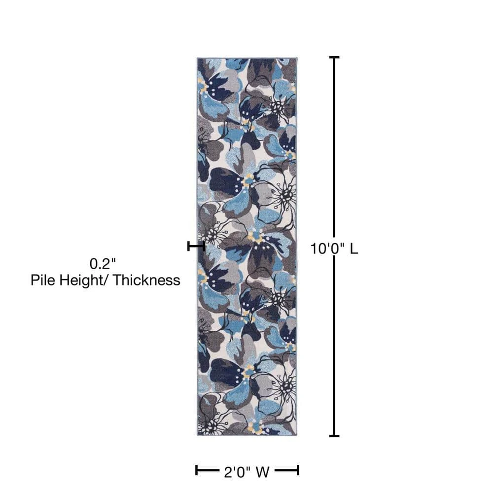 Modern Large Non-Slip (Non-Skid) Gray 24 in. x 120 in. Floral Runner Rug by World Rug Gallery 5 Modern Large Non-Slip (Non-Skid) Gray 24 in. x 120 in. Floral Runner Rug by World Rug Gallery - Image 5