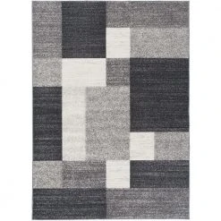 Geometric Boxes Design Non-Slip (Non-Skid) Gray 7 ft. 10 in. x 10 ft. Indoor Area Rug by World Rug Gallery