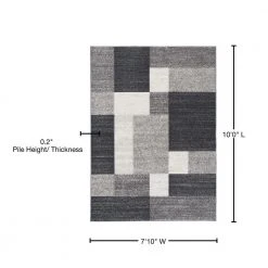 Geometric Boxes Design Non-Slip (Non-Skid) Gray 7 ft. 10 in. x 10 ft. Indoor Area Rug by World Rug Gallery 8 Geometric Boxes Design Non-Slip (Non-Skid) Gray 7 ft. 10 in. x 10 ft. Indoor Area Rug by World Rug Gallery -Shaw stor online gray world rug gallery area rugs 506gray8x10 76 1000