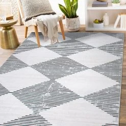 Gray 7 ft. 10 in. x 10 ft. Contemporary Diamond Machine Washable Area Rug by World Rug Gallery -Shaw stor online gray world rug gallery area rugs 7016gray8x10 31 1000