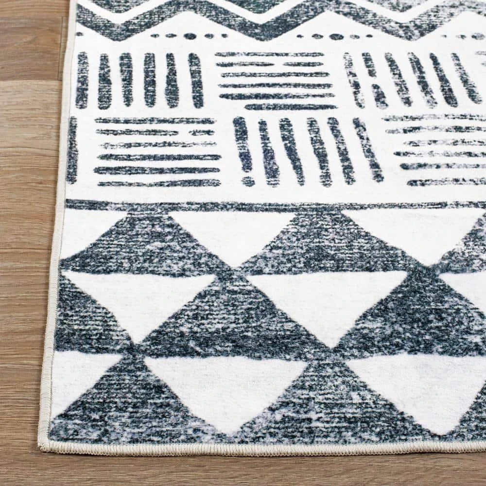 Gray 2 ft. x 7 ft. Bohemian Geometric Machine Washable Runner Rug by World Rug Gallery 6 Gray 2 ft. x 7 ft. Bohemian Geometric Machine Washable Runner Rug by World Rug Gallery - Image 6