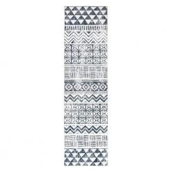 Gray 2 ft. x 7 ft. Bohemian Geometric Machine Washable Runner Rug by World Rug Gallery