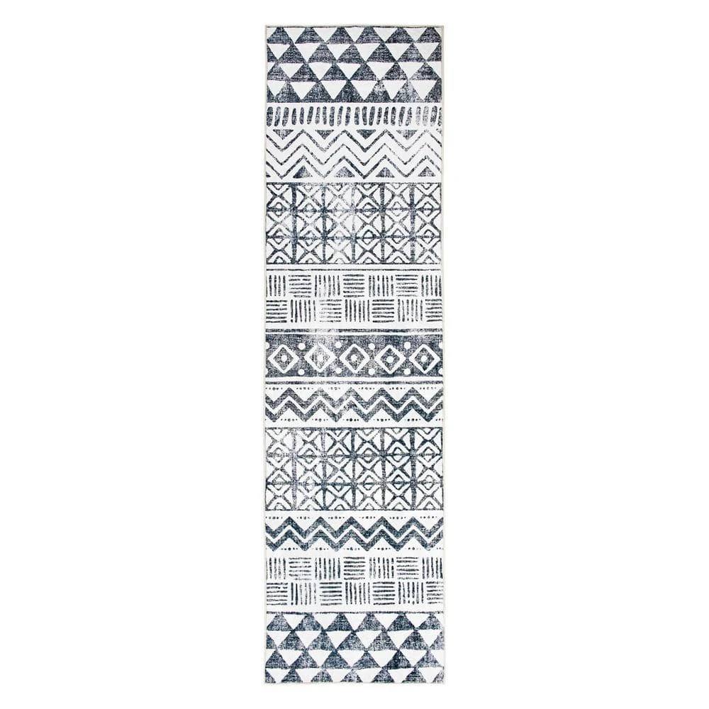 Gray 2 ft. x 7 ft. Bohemian Geometric Machine Washable Runner Rug by World Rug Gallery 1 Gray 2 ft. x 7 ft. Bohemian Geometric Machine Washable Runner Rug by World Rug Gallery