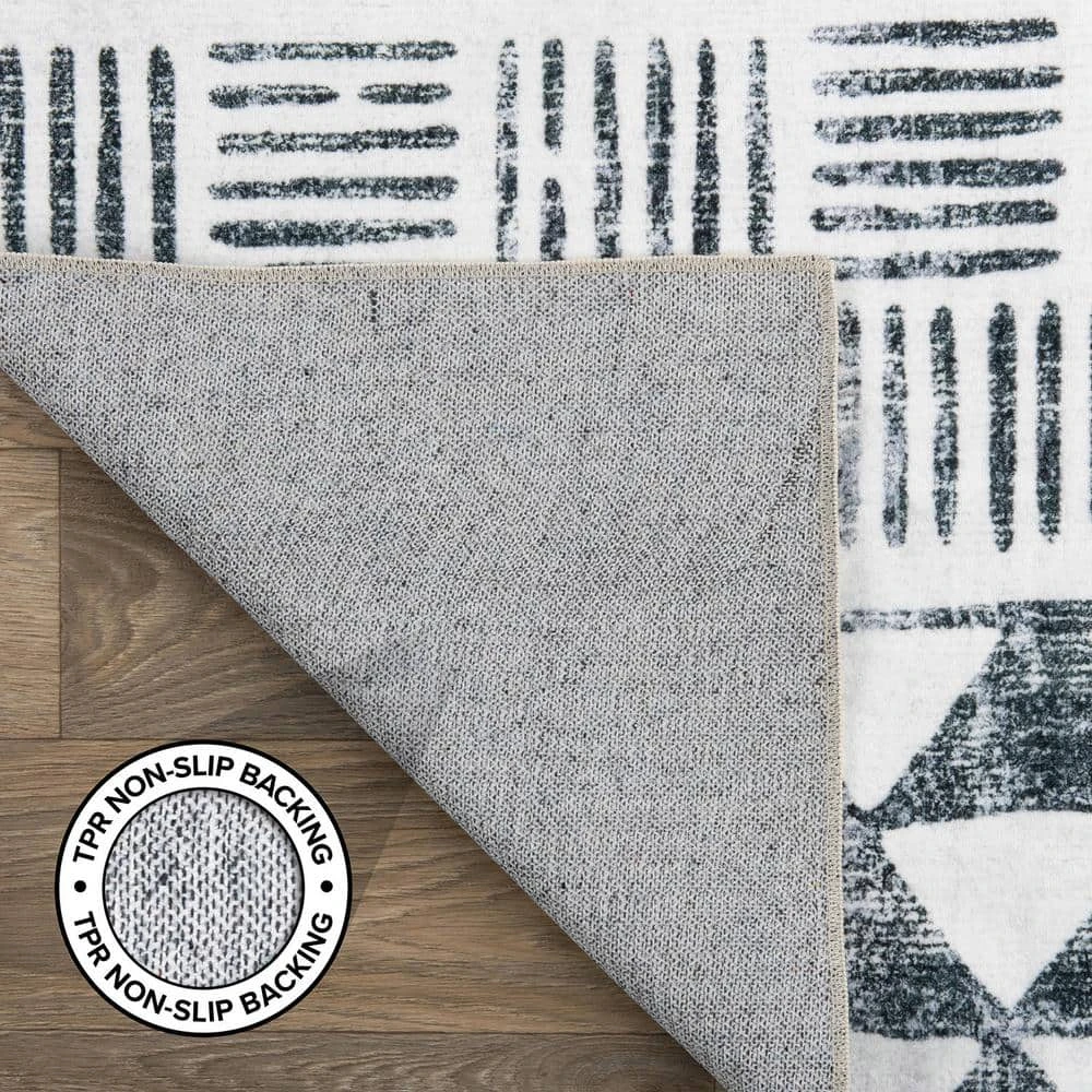 Gray 2 ft. x 7 ft. Bohemian Geometric Machine Washable Runner Rug by World Rug Gallery 3 Gray 2 ft. x 7 ft. Bohemian Geometric Machine Washable Runner Rug by World Rug Gallery - Image 3