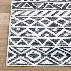 Gray 2 ft. x 7 ft. Contemporary Distressed Geometric Machine Washable Runner Rug by World Rug Gallery -Shaw stor online gray world rug gallery area rugs 7019gray2x7 1f 1000