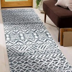 Gray 2 ft. x 7 ft. Contemporary Distressed Geometric Machine Washable Runner Rug by World Rug Gallery -Shaw stor online gray world rug gallery area rugs 7019gray2x7 c3 1000